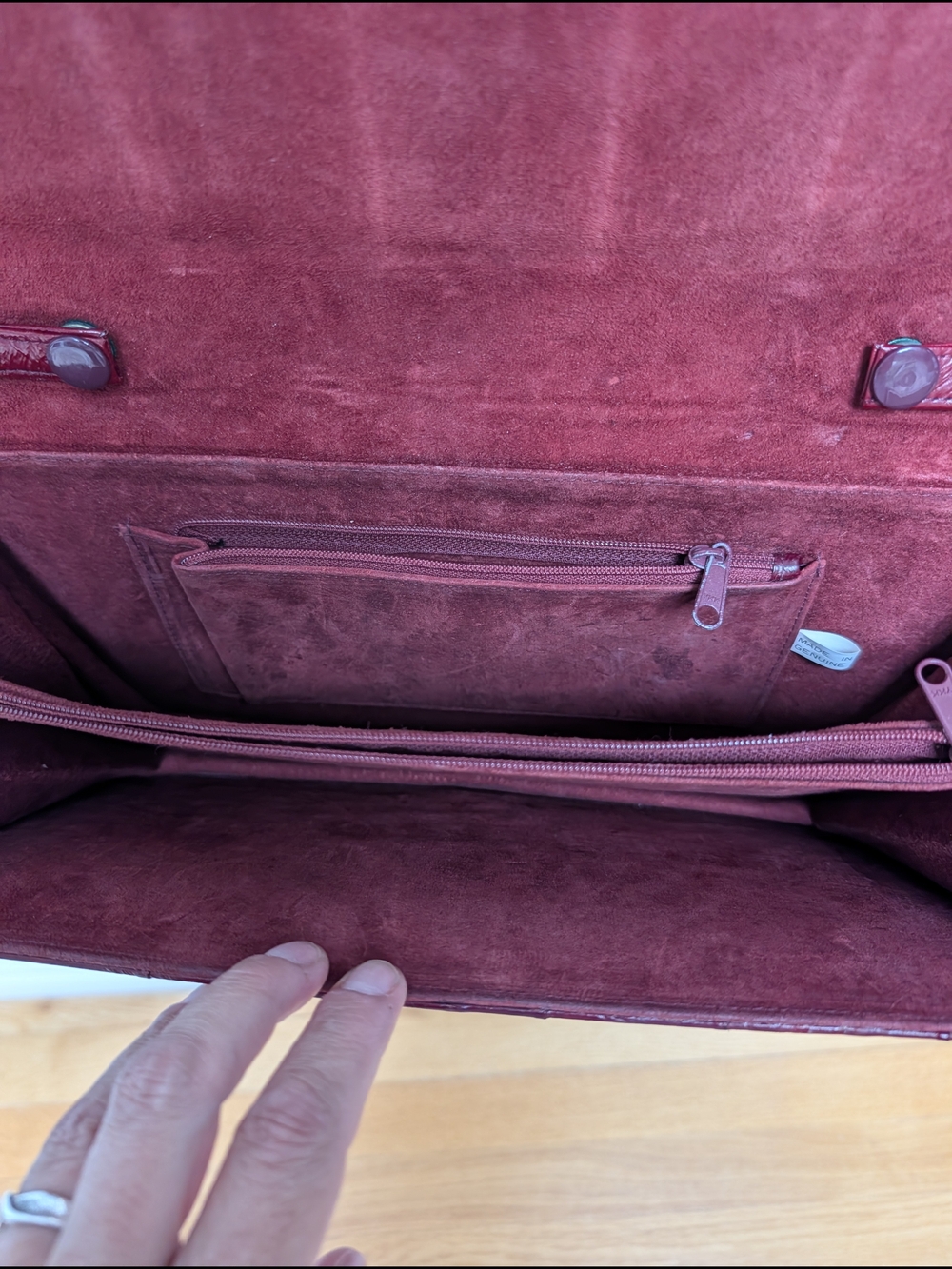Vintage Genuine Eel Skin Oxblood Shoulder Bag Korea - Picture 11 of 13